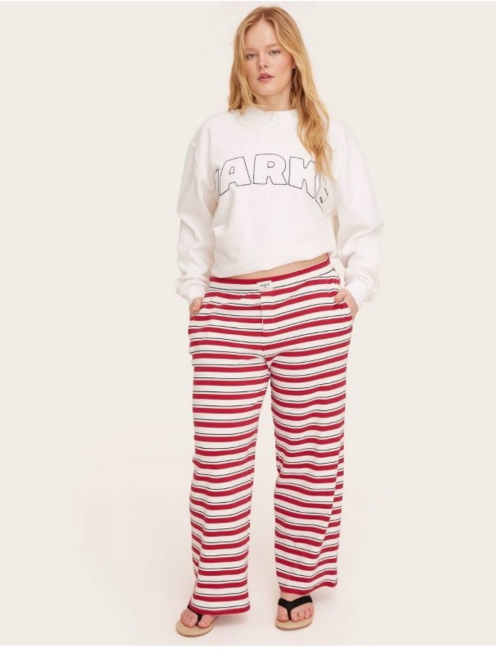 PARKE X TARGET HIGH-RISE BOXER KNIT PANTS RED/NAVY STRIPED